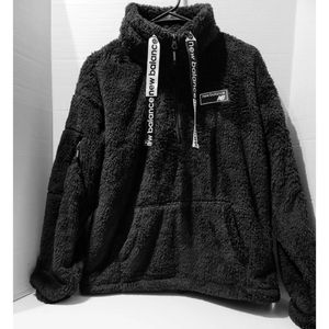 New Balance Black Faux Fur Black Lining 1/3 Zip Jacket Athletic Casual ✅Wms MED✅